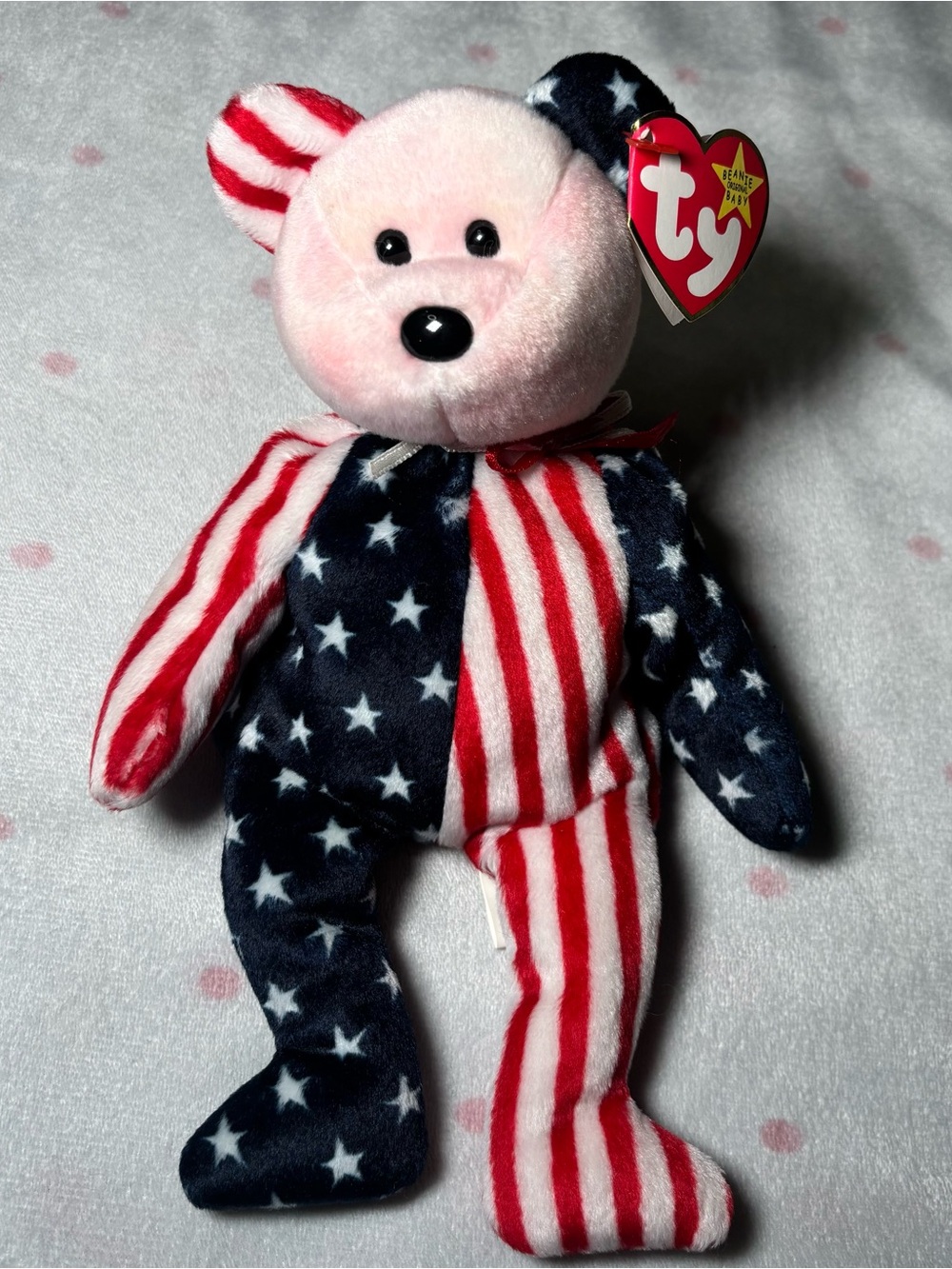 TY Beanie Baby Spangle Bear 1999 Original Tag w/ Display Case